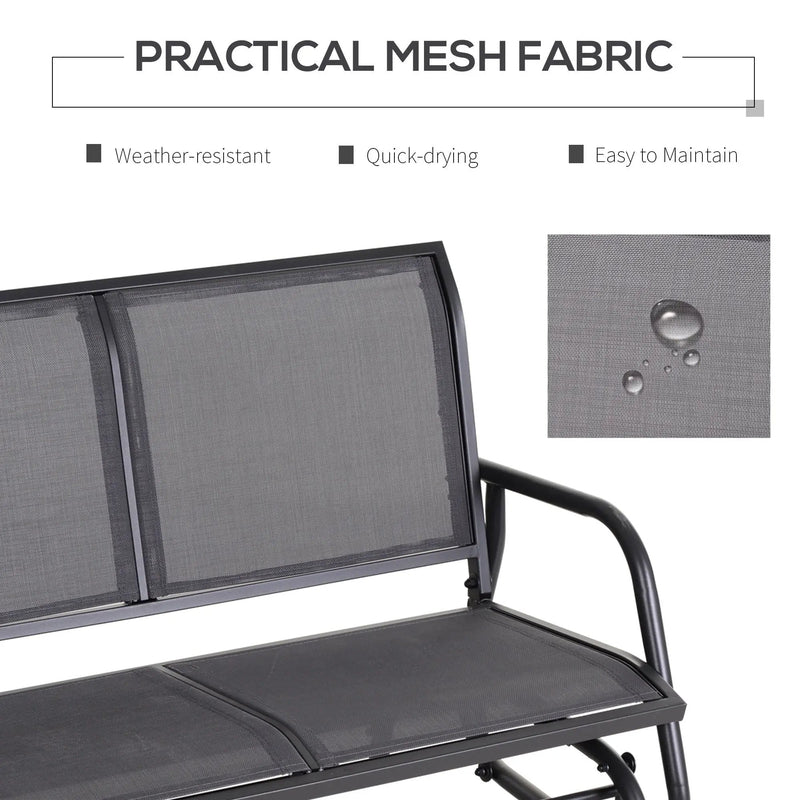 Outsunny - 2 Person Outdoor Glider Bench, Patio Double Swing Rocking Chair Loveseat With Powder Coated Steel Frame For Backyard Garden Porch - Gray by Unique Piece Furniture