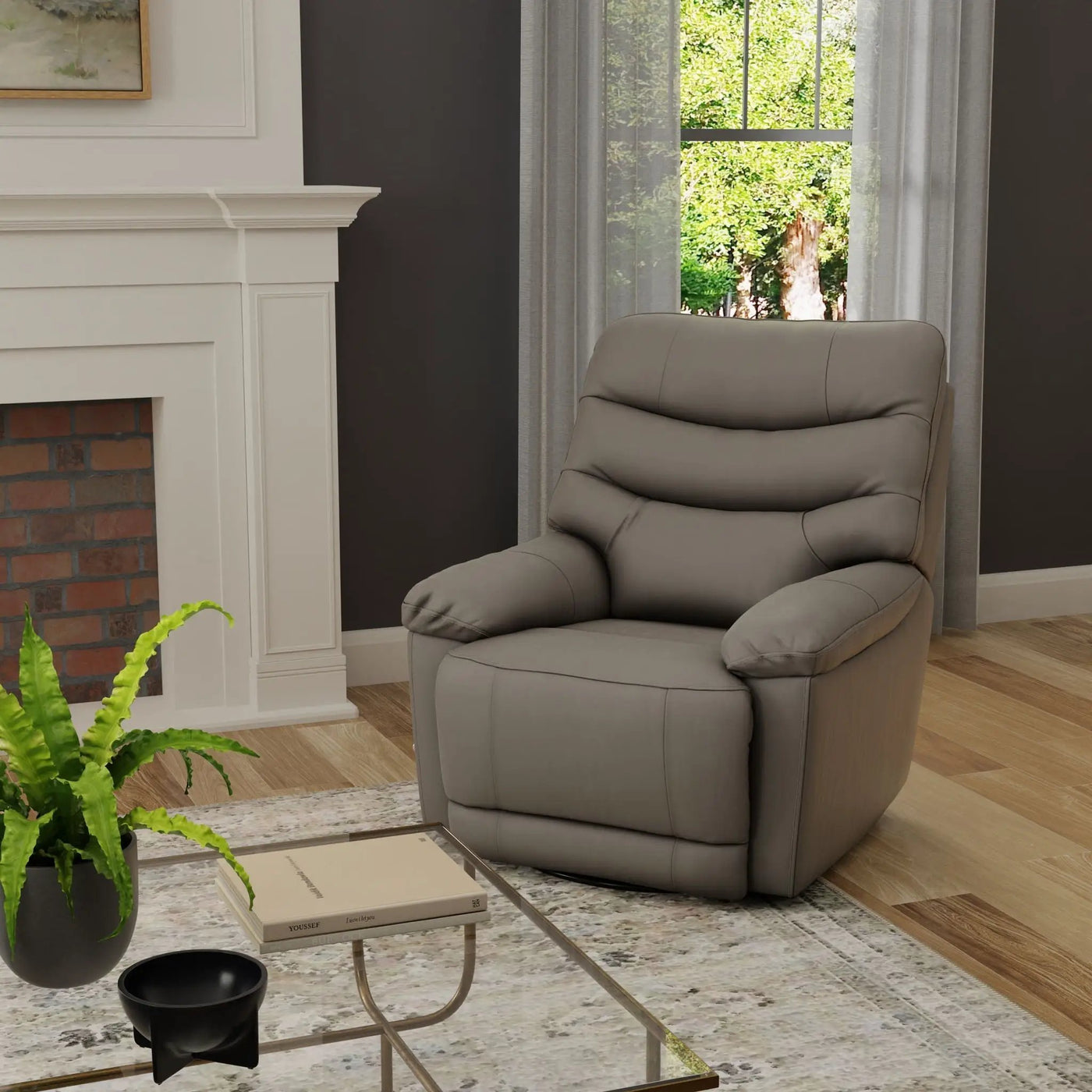 Oslo Antelope - Swivel Glider Recliner With Manual Footrest by HouseOfZazla