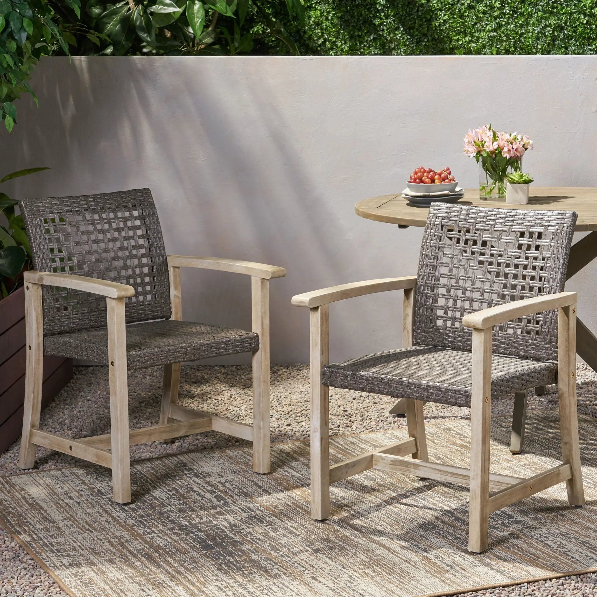 Outdoor Dining Chair Acacia Wood Frame (Set of 2) by HouseOfZazla