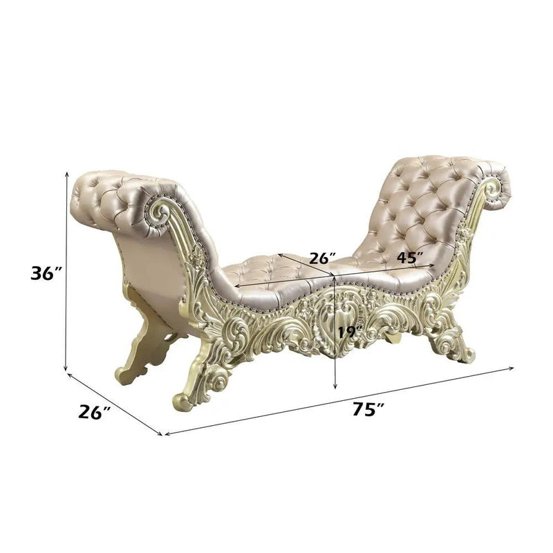 Vatican - Bench - Synthetic Leather, Light Gold & Champagne Silver by Unique Piece Furniture