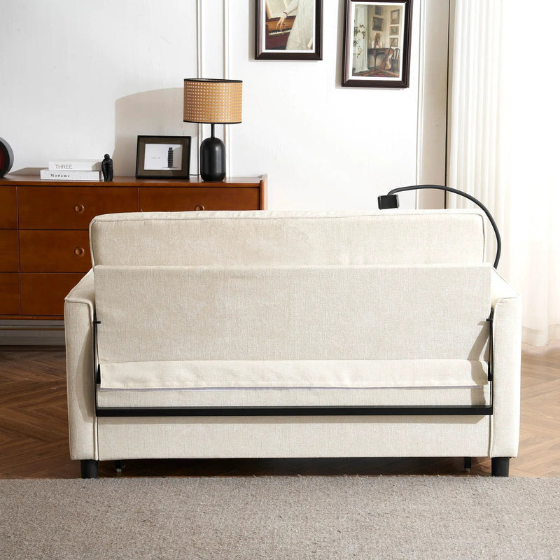 Pull-Out Sleeper Sofa With Reversible Backrest Cushion, Side Pockets, 2 USB Ports And A Phone Holder For Living Room by HouseOfZazla