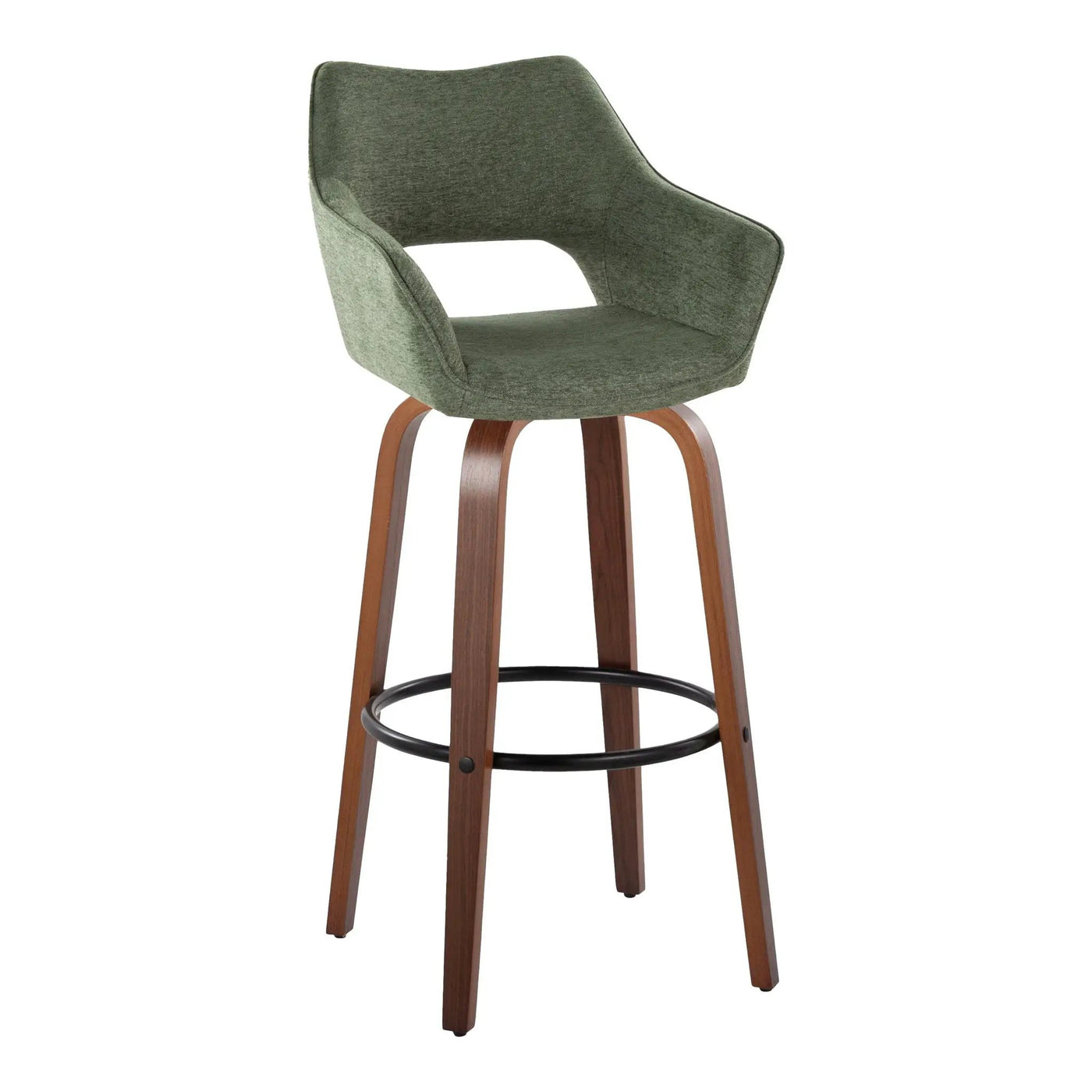 Mustang - Contemporary Fixed Height Barstool With Swivel & Round Footrest (Set of 2) by HouseOfZazla