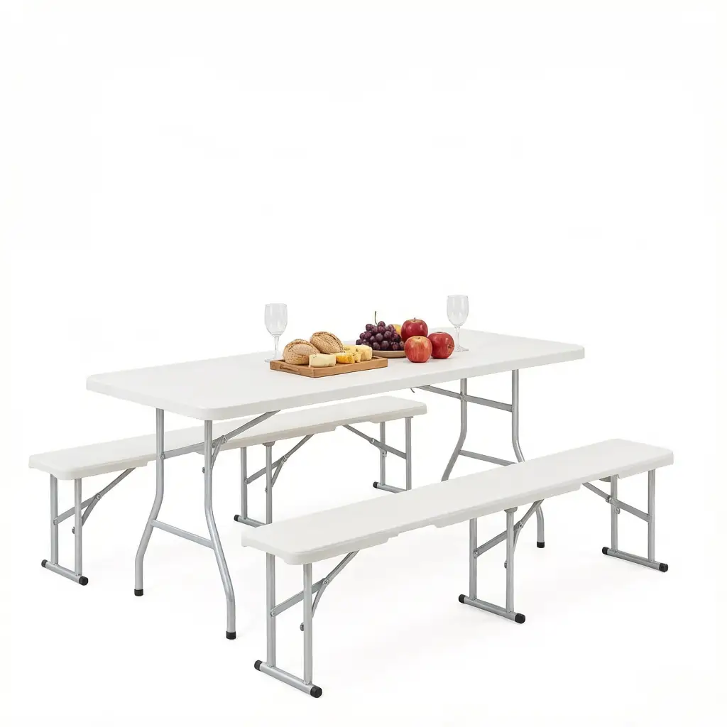 Foldable Picnic Table and Chairs, Portable Camping Table and Chairs, Outdoor Camping Furniture Set by HouseOfZazla
