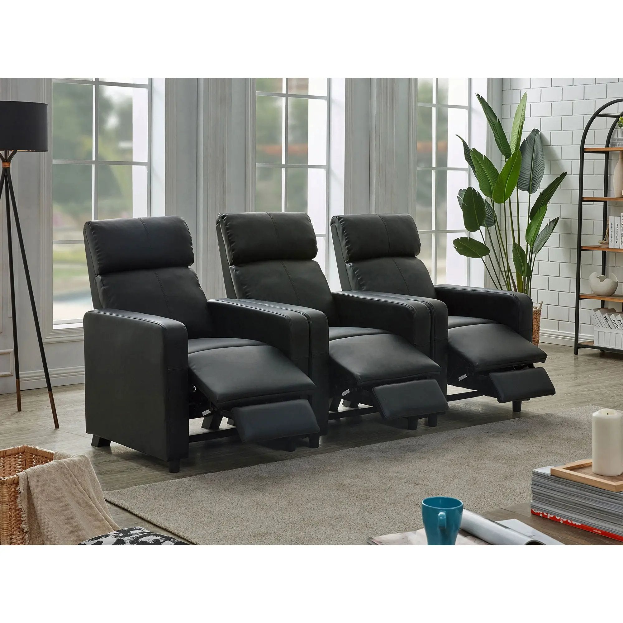 Warren - 3 Seater Reclining Home Theater - Black by HouseOfZazla