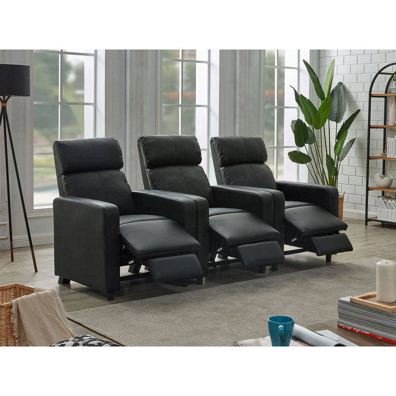 Warren - 3 Seater Reclining Home Theater - Black by HouseOfZazla