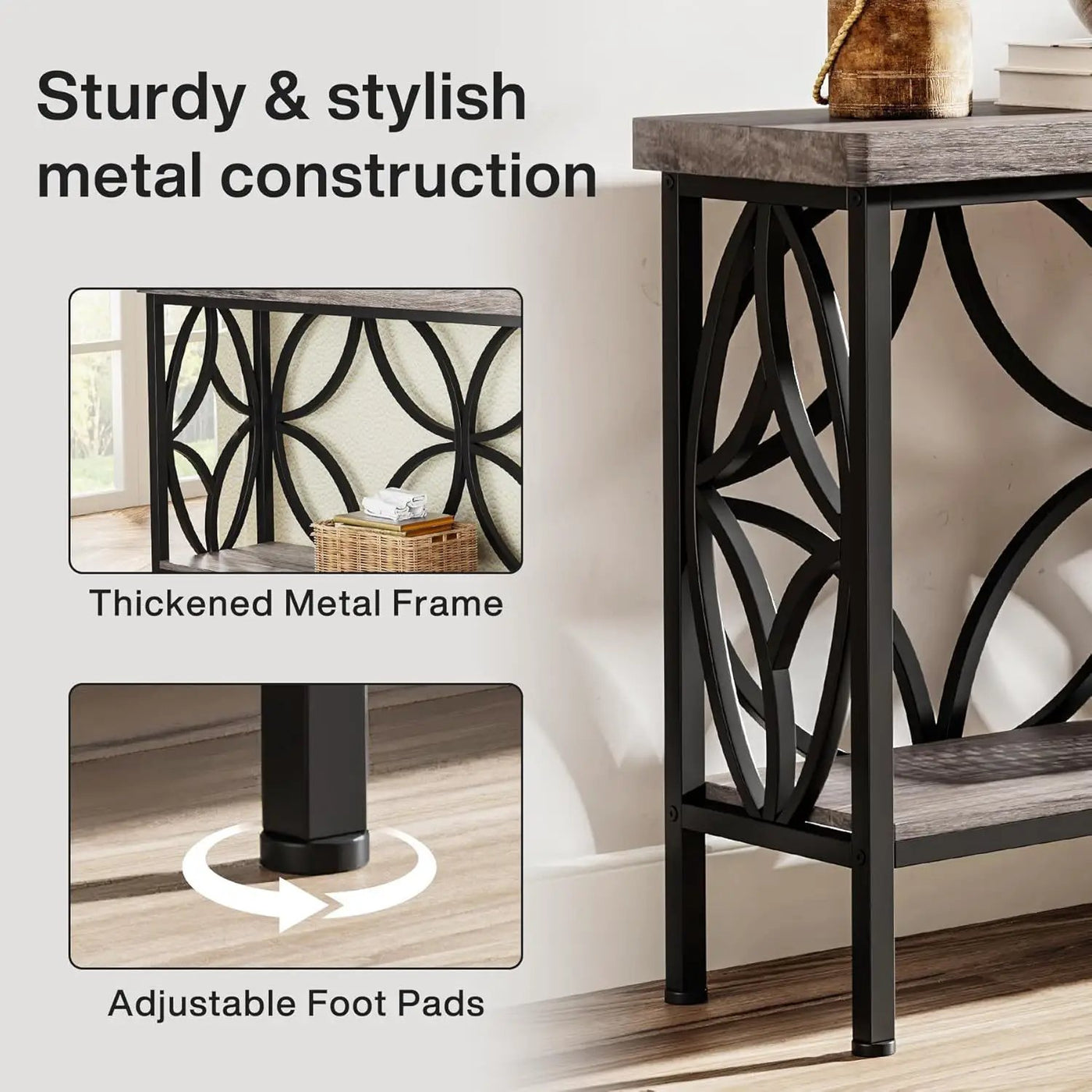Extra Long Console Table With Open Storage Shelves by HouseOfZazla