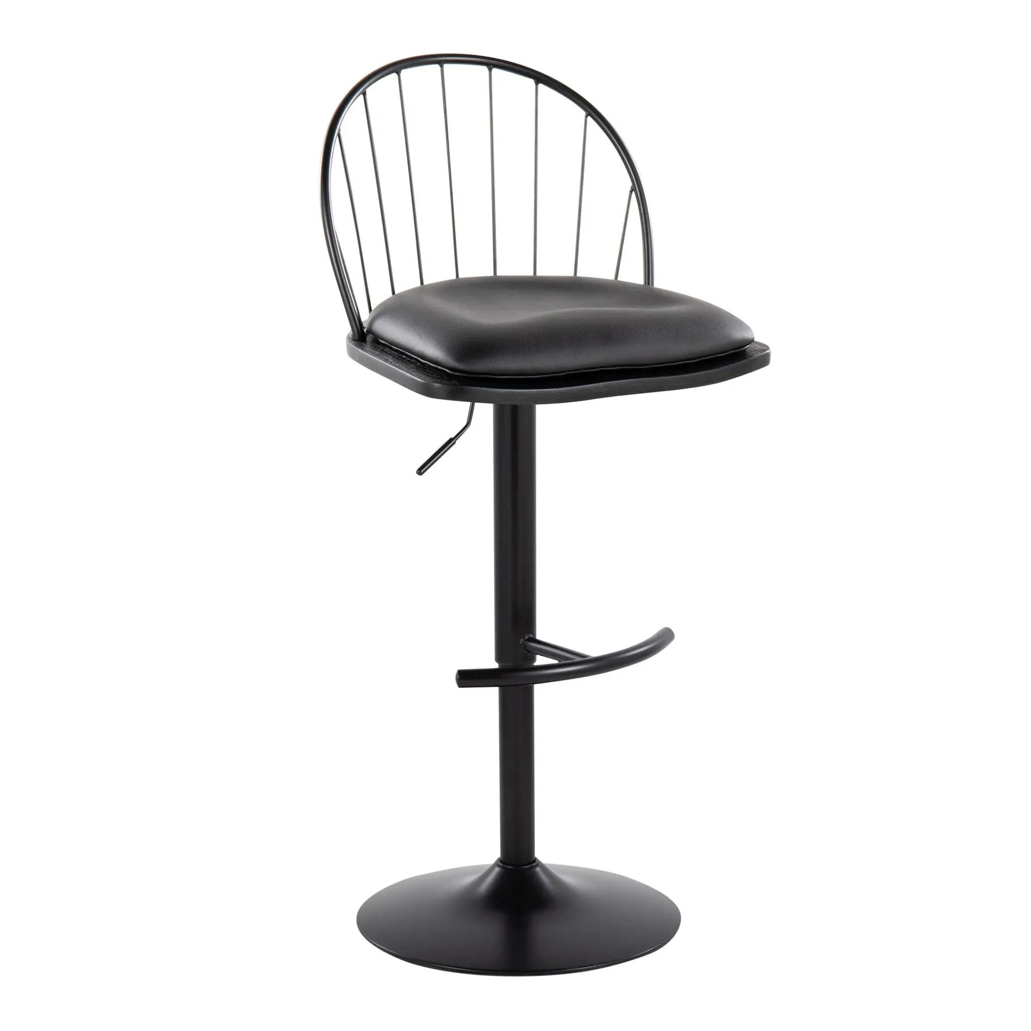Riley - Farmhouse Adjustable Height Barstool With Swivel With Rounded T Footrest (Set of 2) by HouseOfZazla