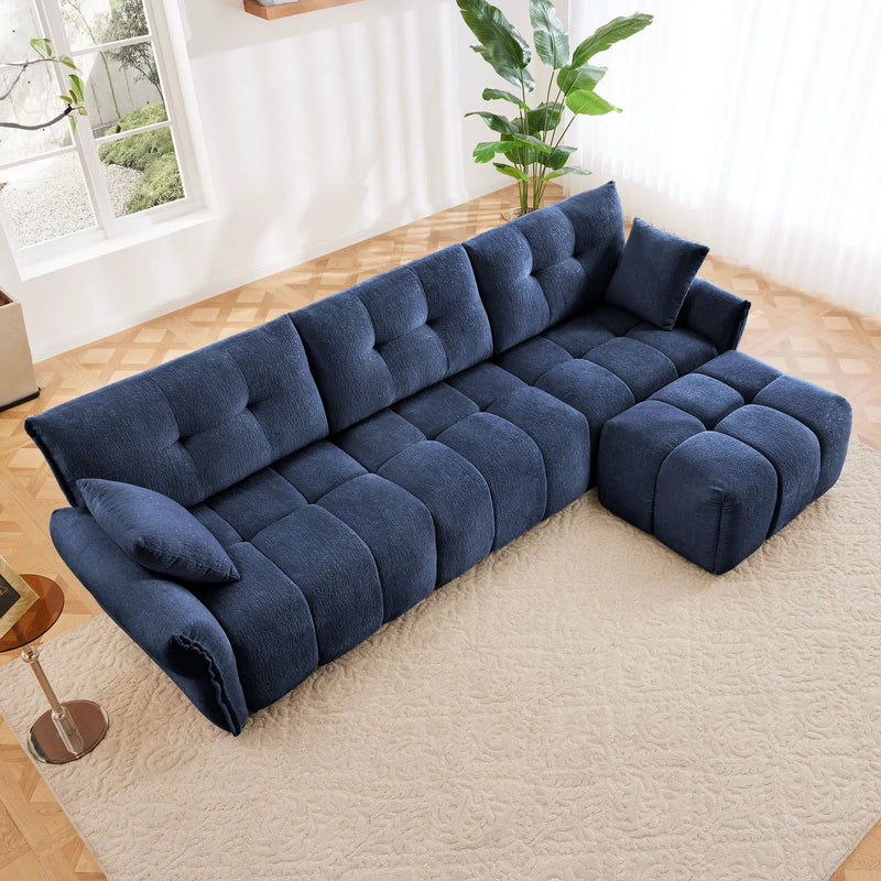 Sofa Set With Ottoman And Pillows, Textured, High Resilience Cushions by HouseOfZazla