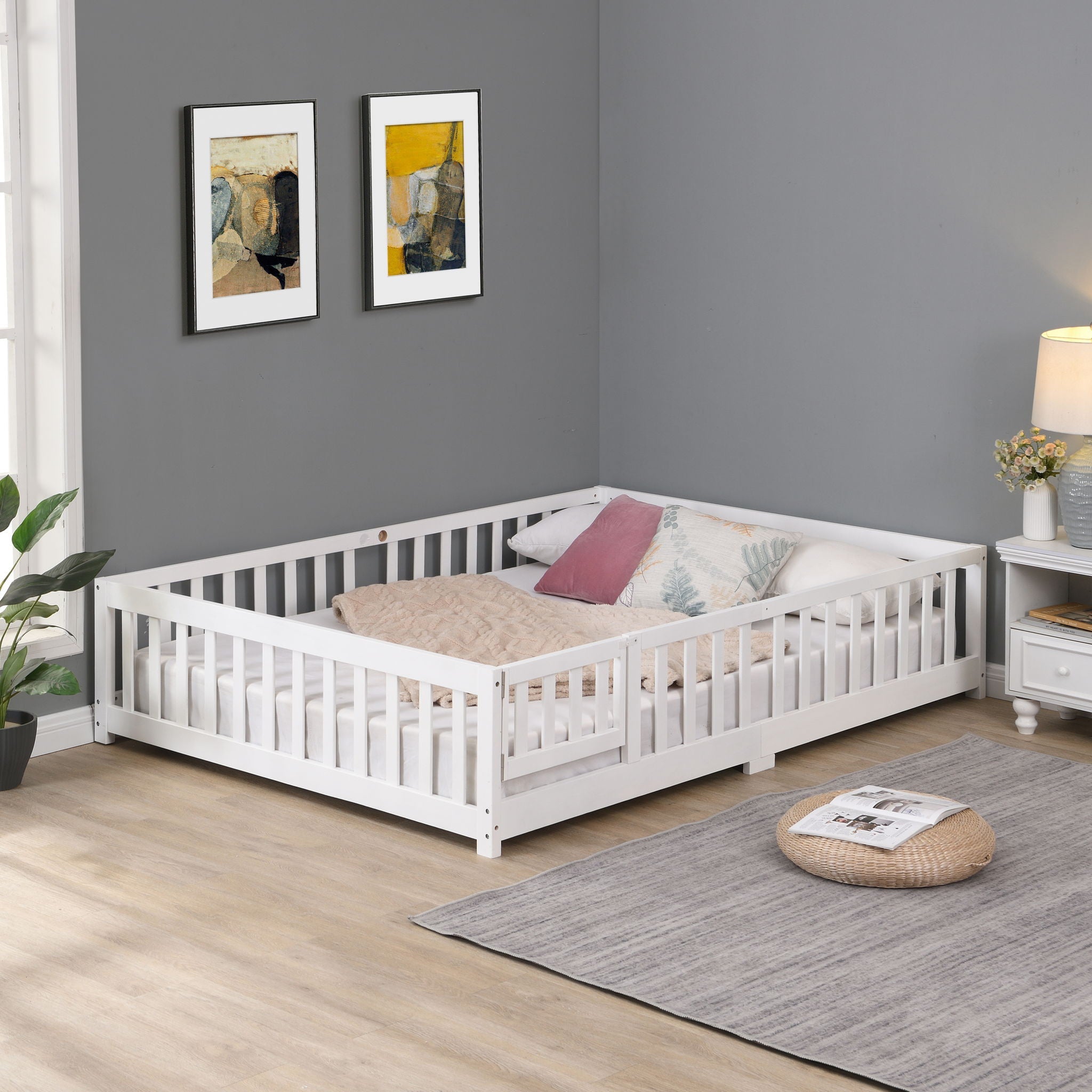 Solid Wood Floor Bed With Door And Fence For Children by Unique Piece Furniture