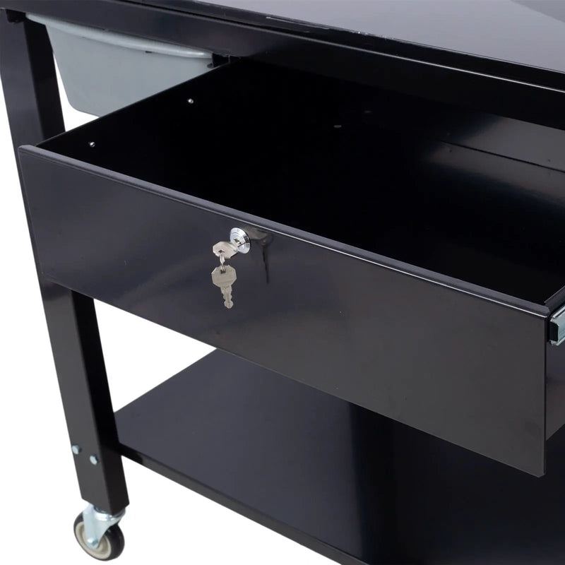Transmission Teardown Work Station 1 / 2 Ton Capacity Sloping Drain Table Locking Drawer Removable Drain Basin Full-Width Lower Shelf Four 4" Caster Wheels by HouseOfZazla