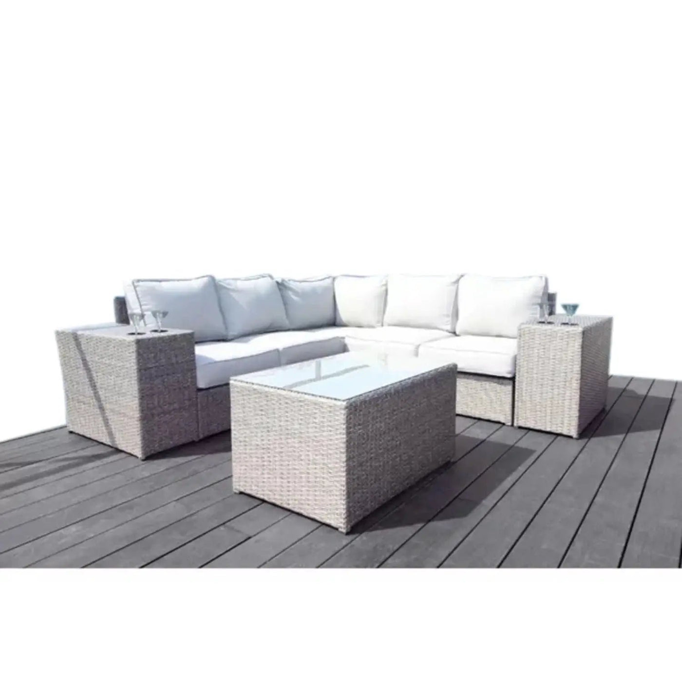Outdoor Wicker Sectional With Weather Resistant Cushions And Table by Unique Piece Furniture