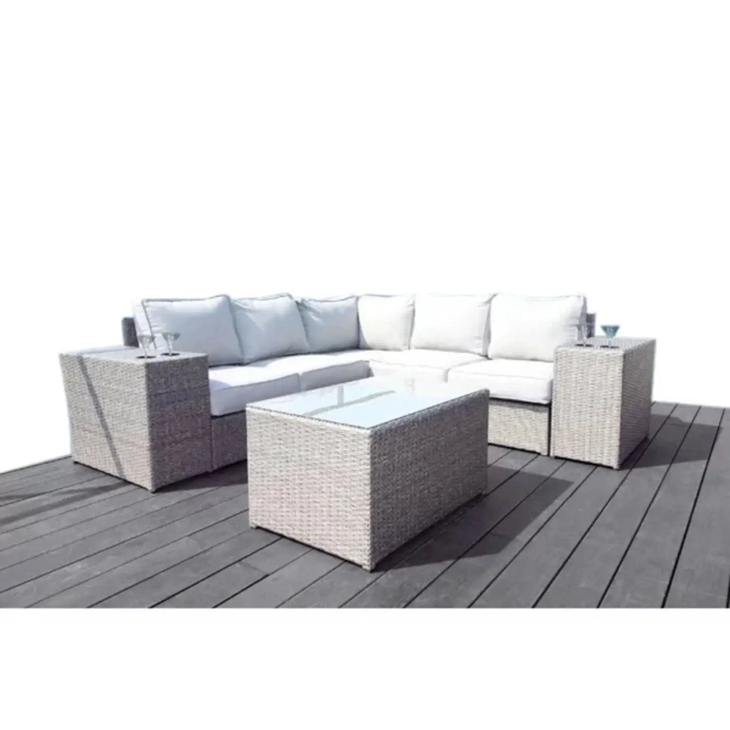 Outdoor Wicker Sectional With Weather Resistant Cushions And Table by HouseOfZazla