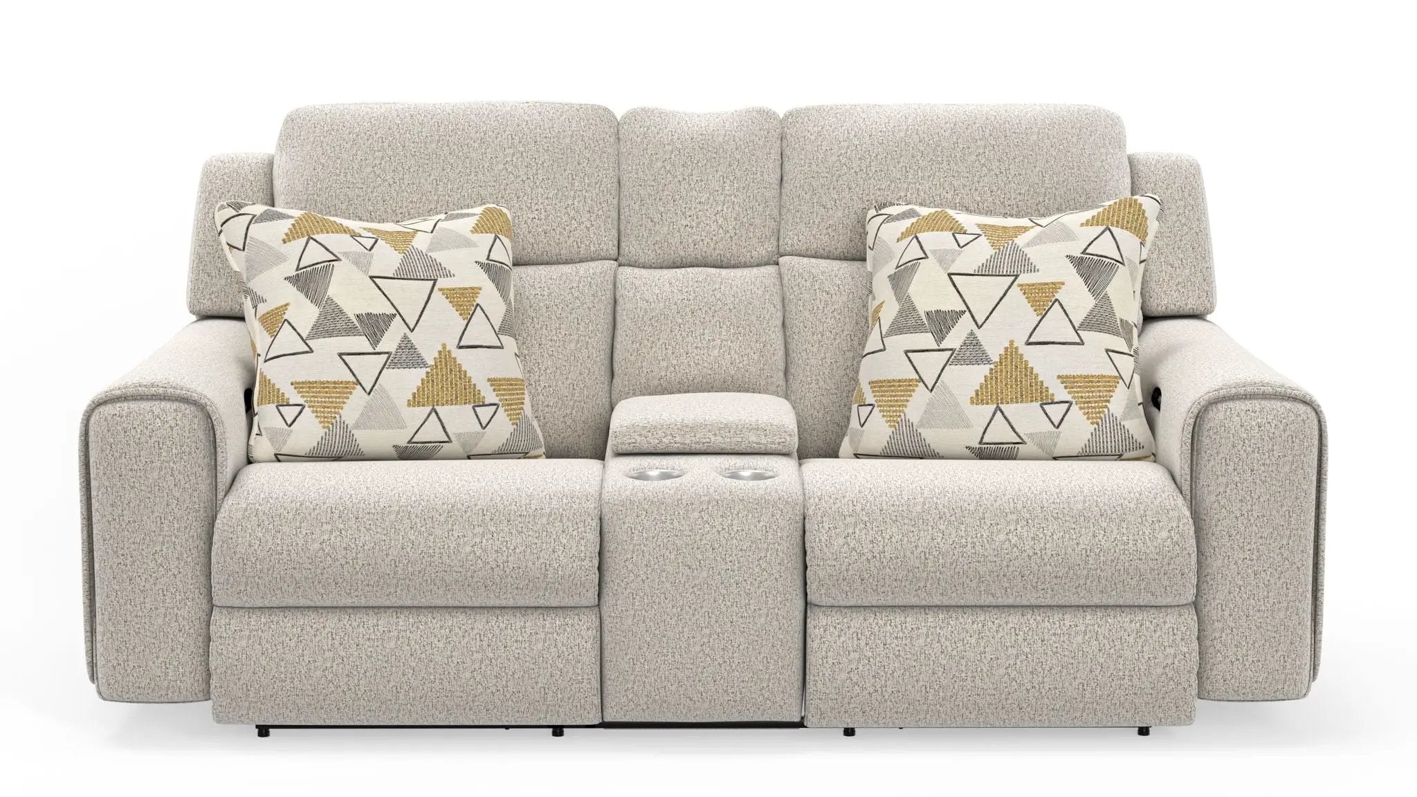 Micah - Power Headrest Power Deep Seat Reclining Console Loveseat - Oatmeal by Unique Piece Furniture