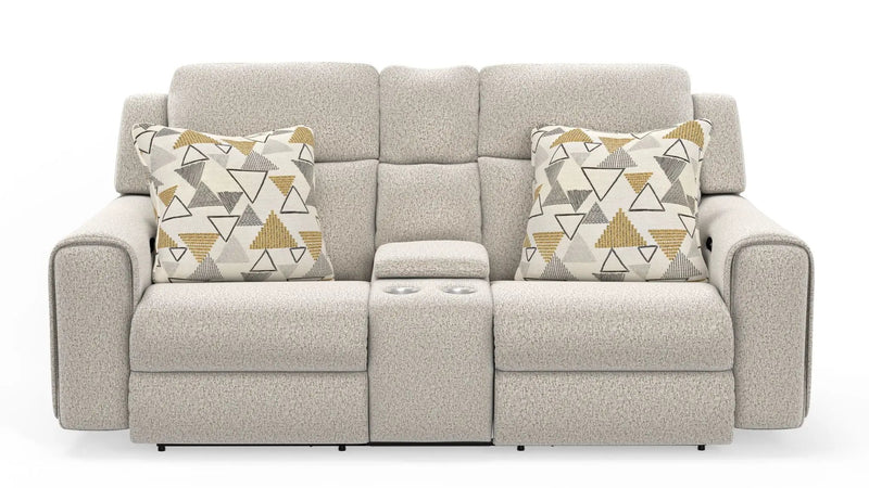 Micah - Power Headrest Power Deep Seat Reclining Console Loveseat - Oatmeal by Unique Piece Furniture