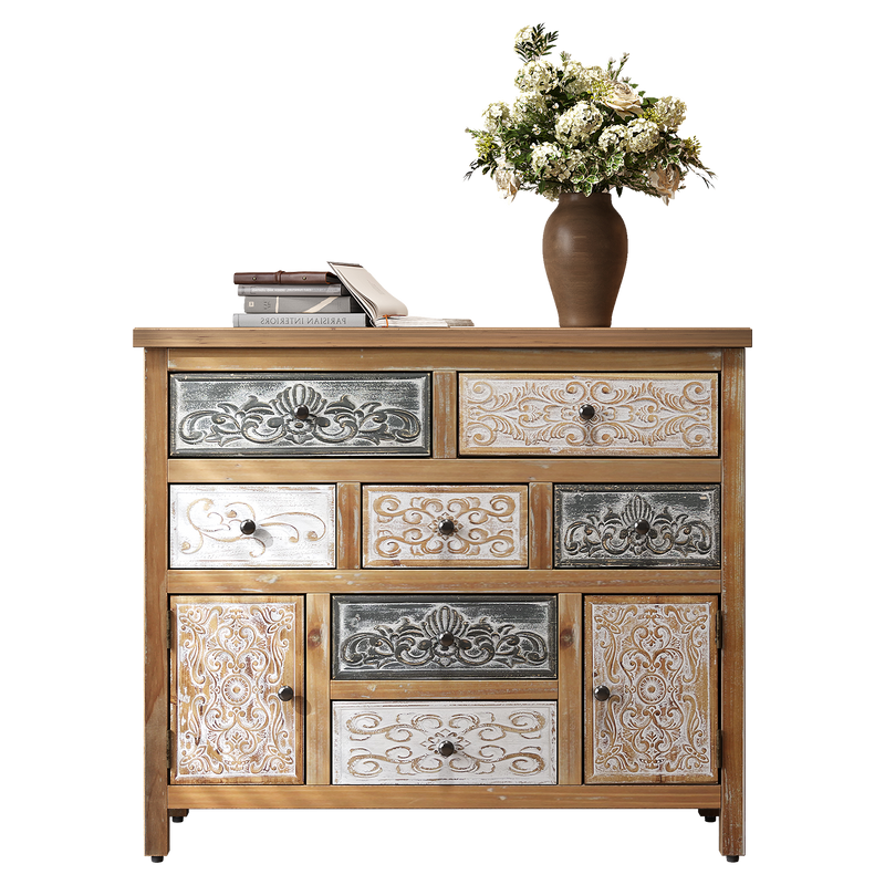 Vintage Wooden Accent Chest with 7 Drawers & 2 Cabinets by HouseOfZazla