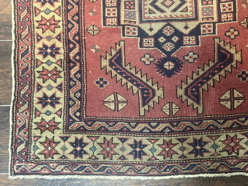 Antique Turkish Sparta Rug 3x6, Geometric Caucasian Kazak Pattern, Handmade by Jewel Rugs