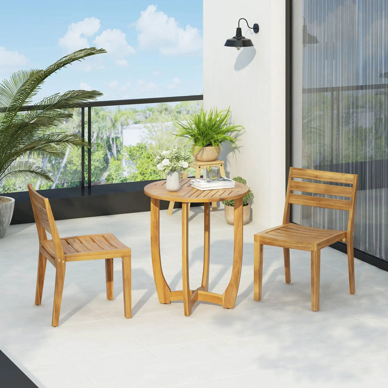 Outdoor 3 Pieces Dining Set - Teak by HouseOfZazla