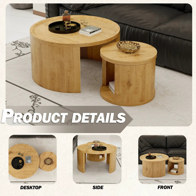 Round Nesting Coffee Table Set of 2 by HouseOfZazla
