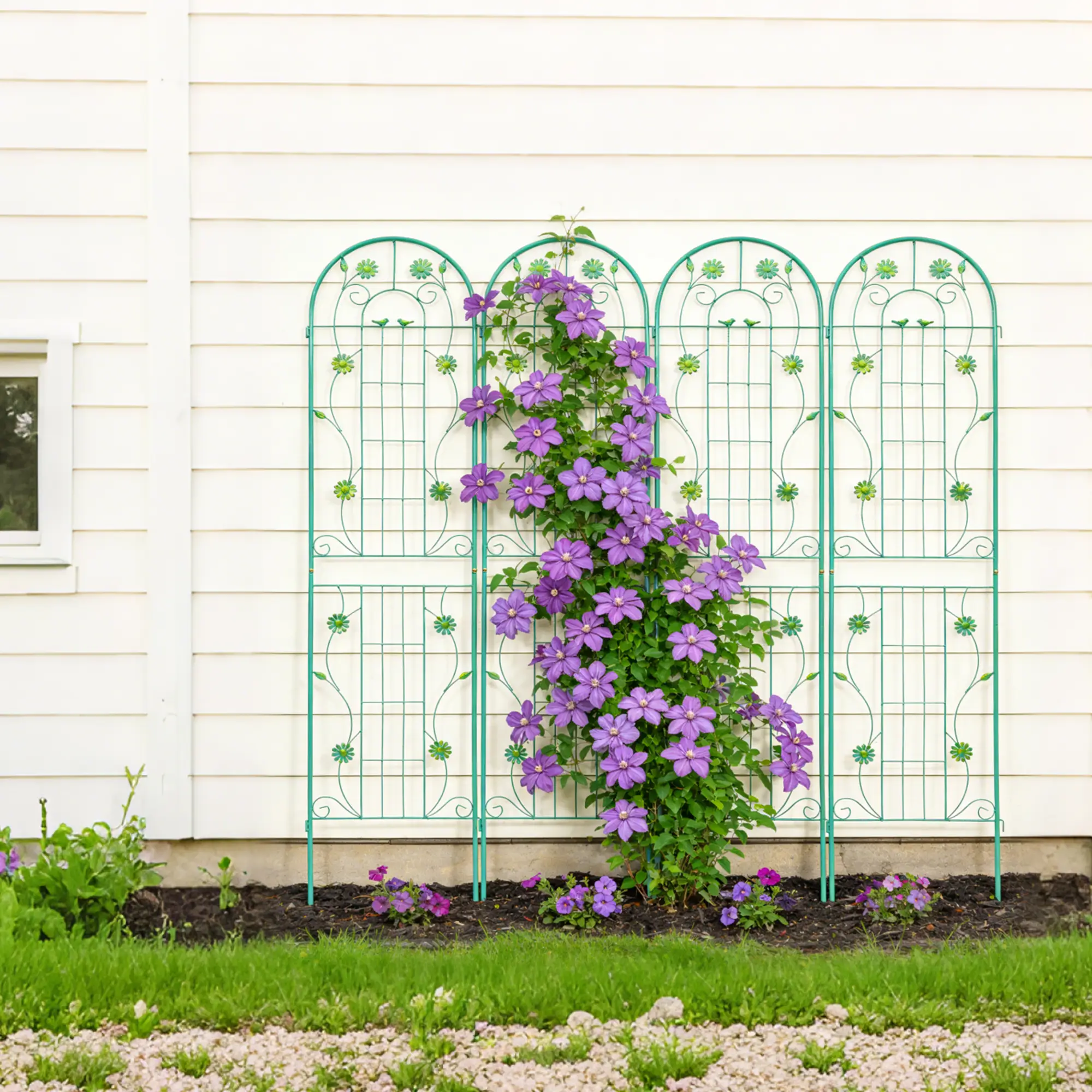 4 Pack Metal Garden Trellis 86.7'' x 19.7'' Rustproof Trellis for Climbing Plants by HouseOfZazla
