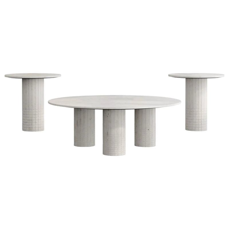Astoria 3-piece Marble Coffee and End Table Set White by Unique Piece Furniture