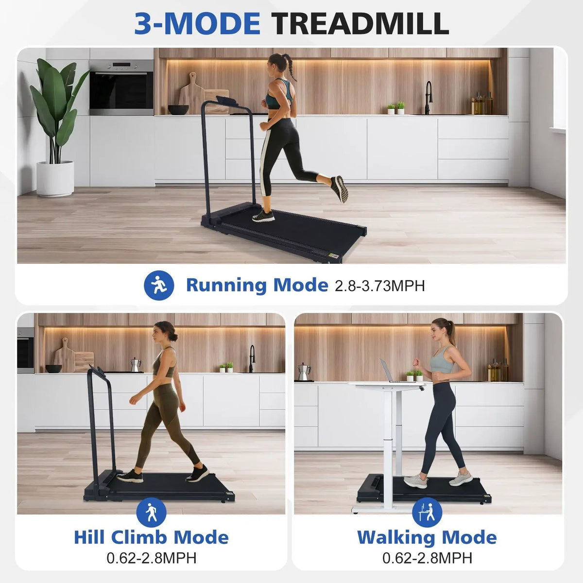 Walking Pad Treadmill with Handle Bar and Adjustable Incline by HouseOfZazla