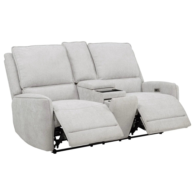 Sylmar Chenille Upholstered Power Reclining Loveseat Dove Grey by Unique Piece Furniture