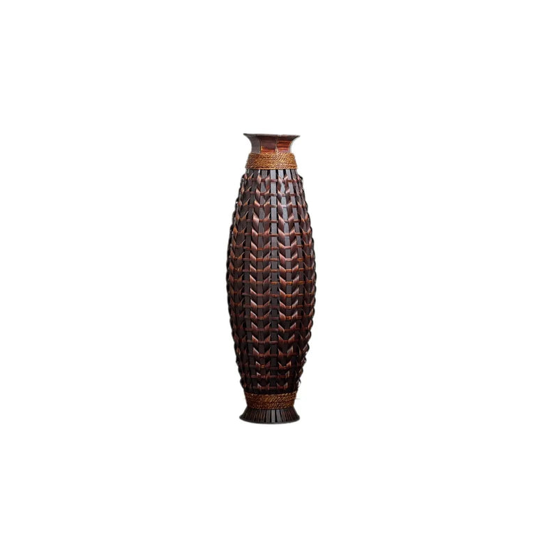 Hand Woven Bamboo Floor Vase, Decorative Accent For Living Room - Acacia Wood by HouseOfZazla