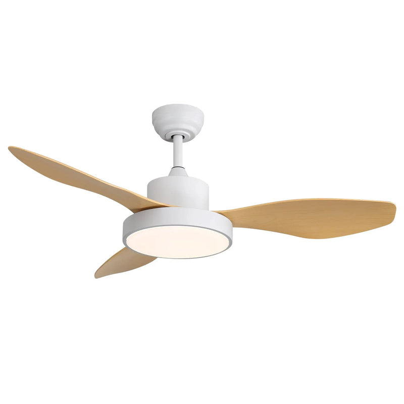 Ceiling Fan With 22W LED Light And Remote Control 6 Speeds Reversible DC Motor For Living Room - White by HouseOfZazla