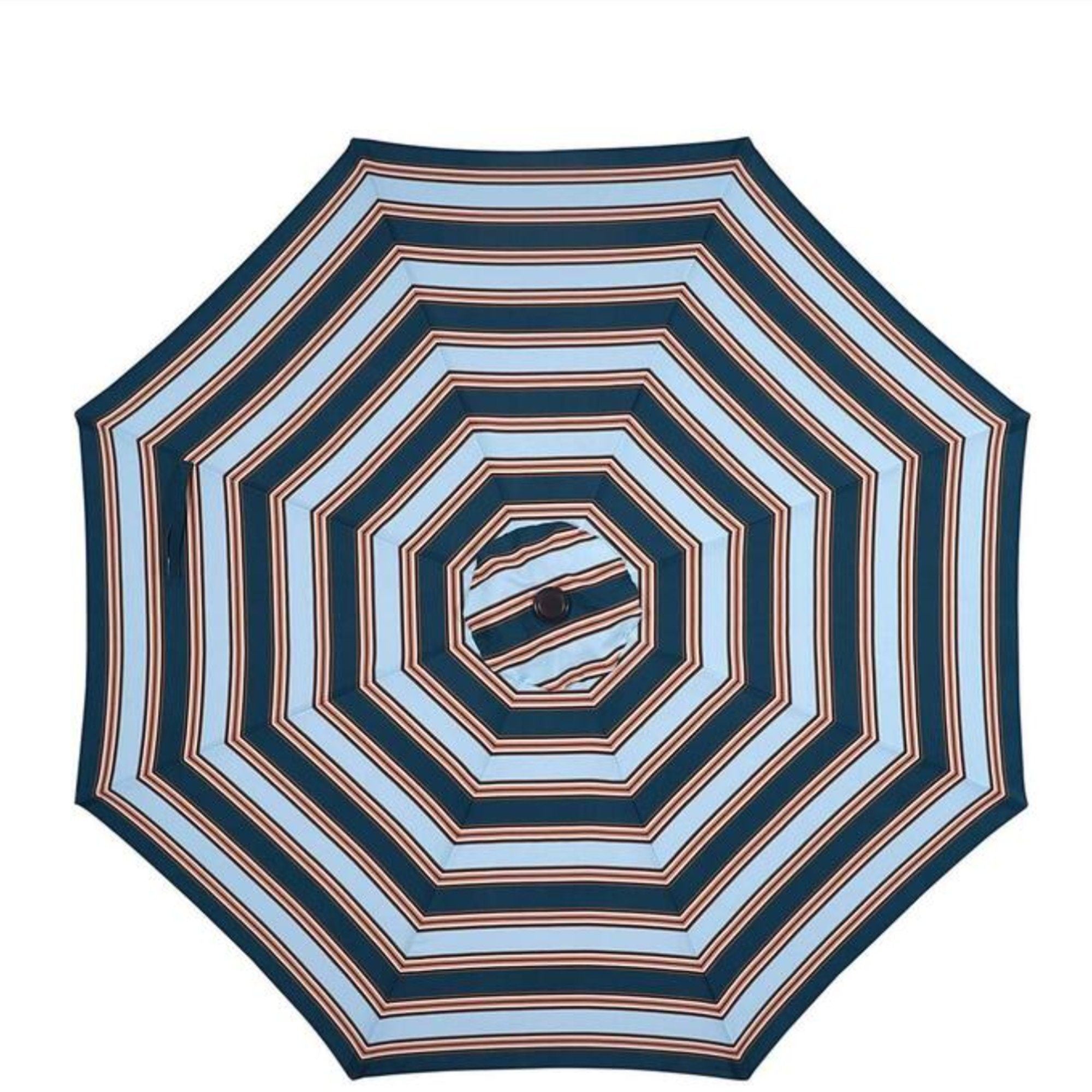 Patio Umbrella With Crank Lift & Push Button Tilt Frame, 200G / Sqm Solution Dyed Canopy - Blue Multi / Brown by HouseOfZazla