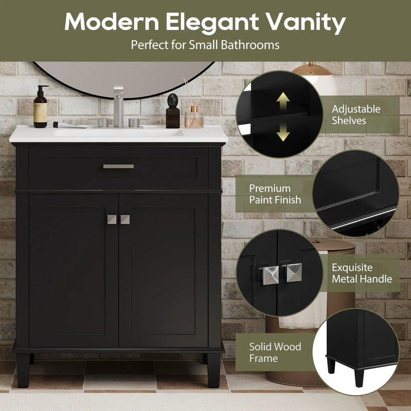Bathroom Vanity With Ceramic Basin, Soft Close Door And Adjustable Shelves by HouseOfZazla