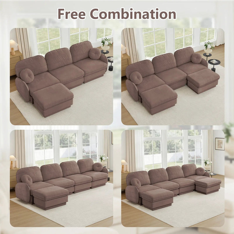 137" Oversize Chenille L-Shaped Sofa by HouseOfZazla