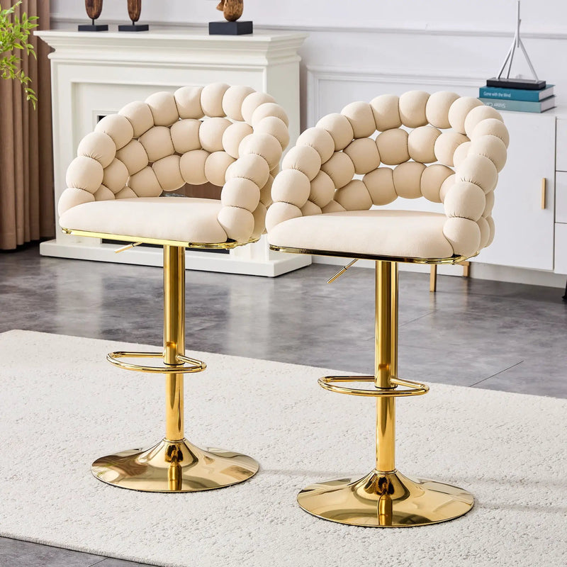 Puffy Bubble Chair, Ball Chain (Set of 2) - Beige / Gold by Unique Piece Furniture