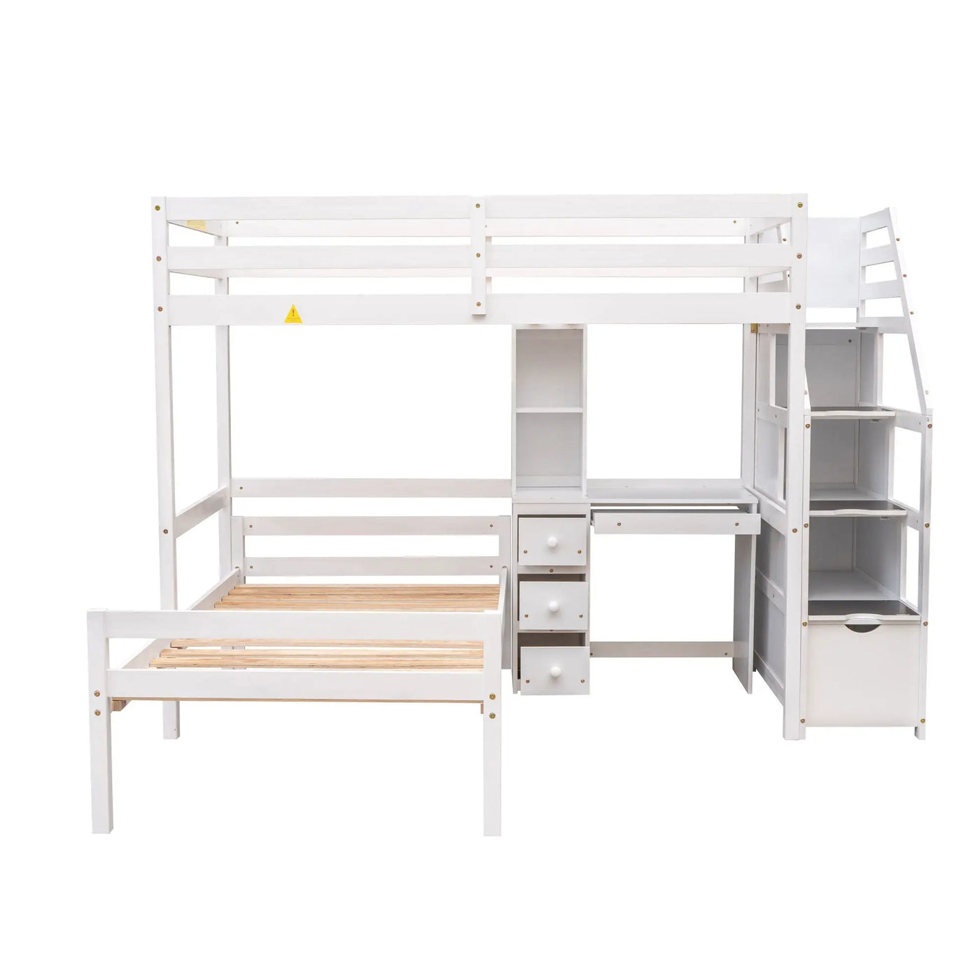 Loft Bed With Stand Alone Bed, Storage Staircase, Desk, Shelves, And Drawers by HouseOfZazla