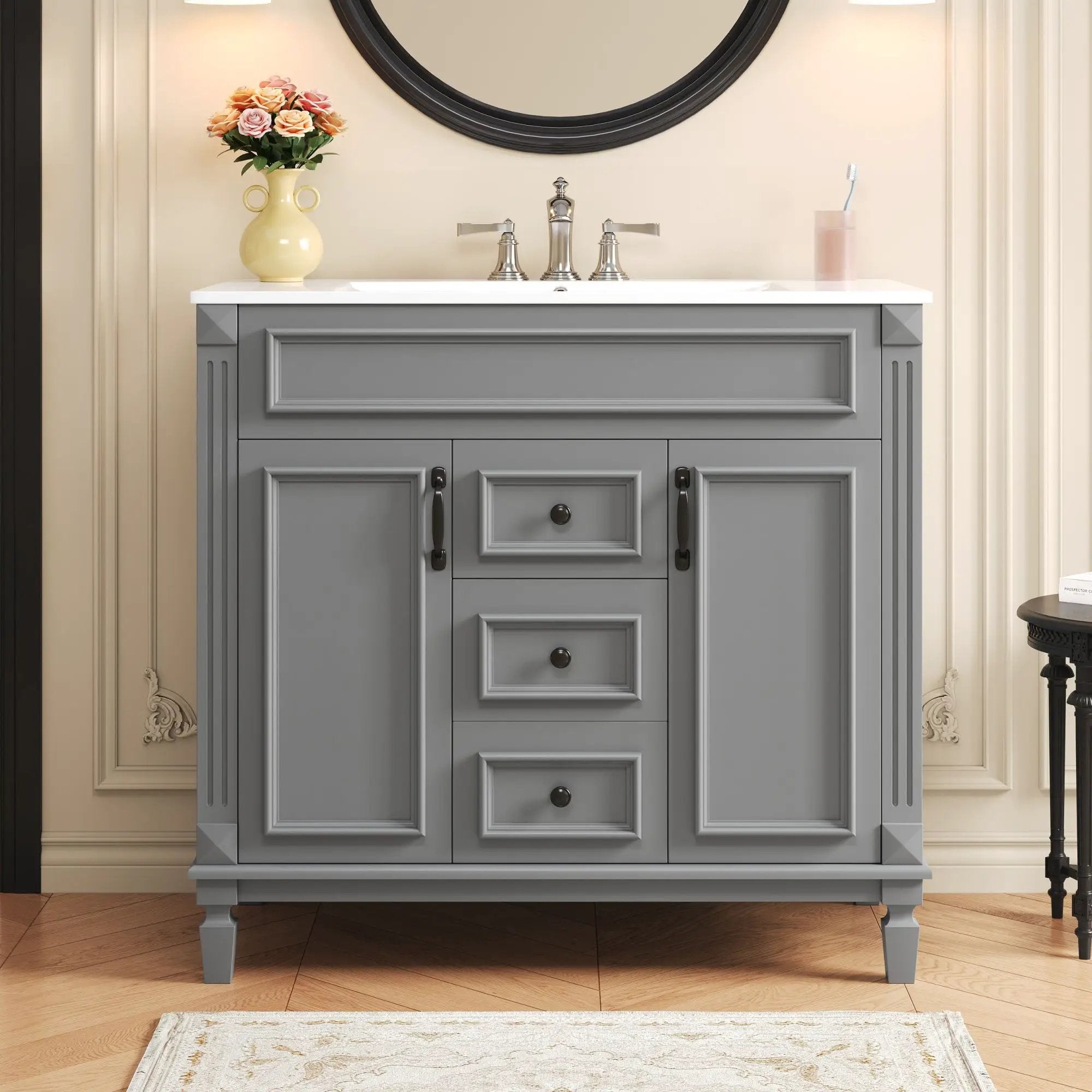 Bathroom Vanity With Top Sink and Soft-Closing Storage by HouseOfZazla