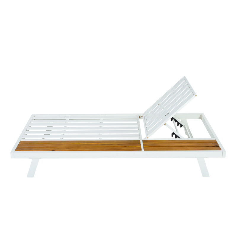 White Iron + Teak Finish Chaise Lounge Frame by HouseOfZazla