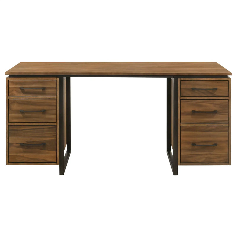 Berhalter 6-Drawer Double Pedestal File Computer Desk by Unique Piece Furniture