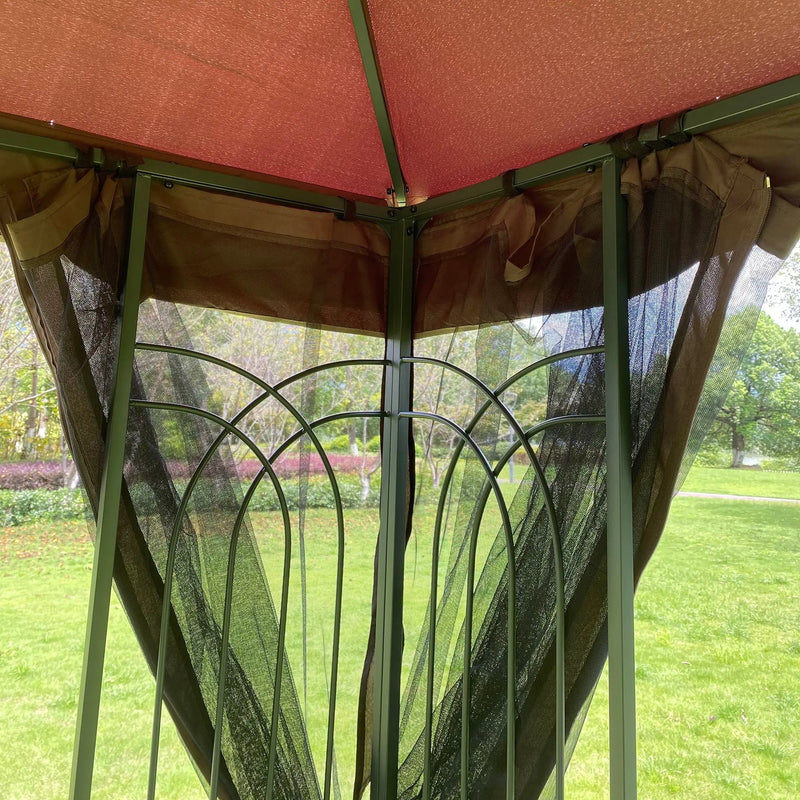 13 0 Outdoor Patio Gazebo Canopy Tent With Ventilated Double Roof And Mosquito Net (Detachable Mesh Screen On All Sides) Suitable For Lawn Garden Backyard And Deck Top - Brown by HouseOfZazla