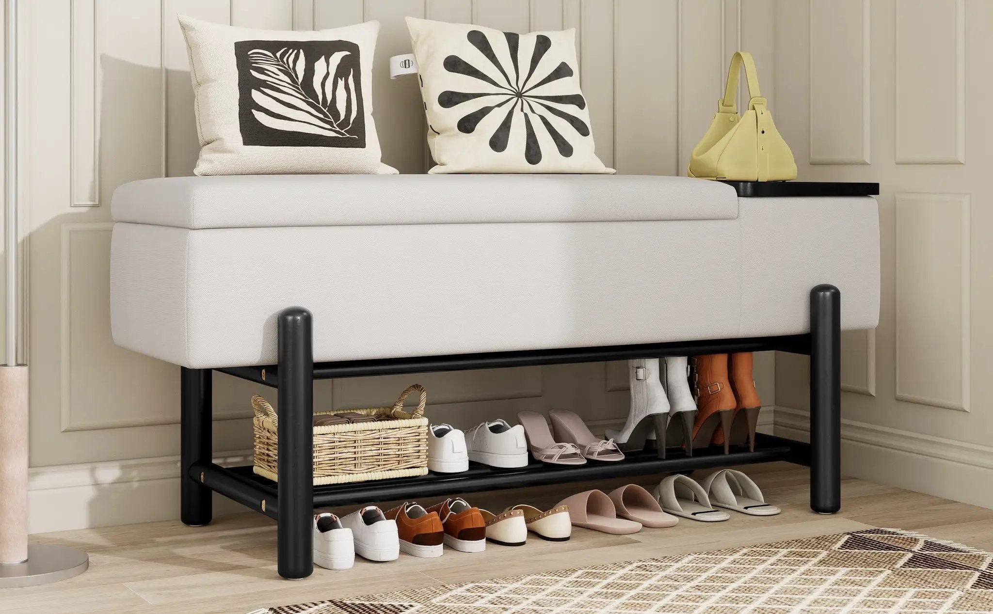 TREXM Farmhouse Upholstered Storage Bench with Hidden Compartment by HouseOfZazla