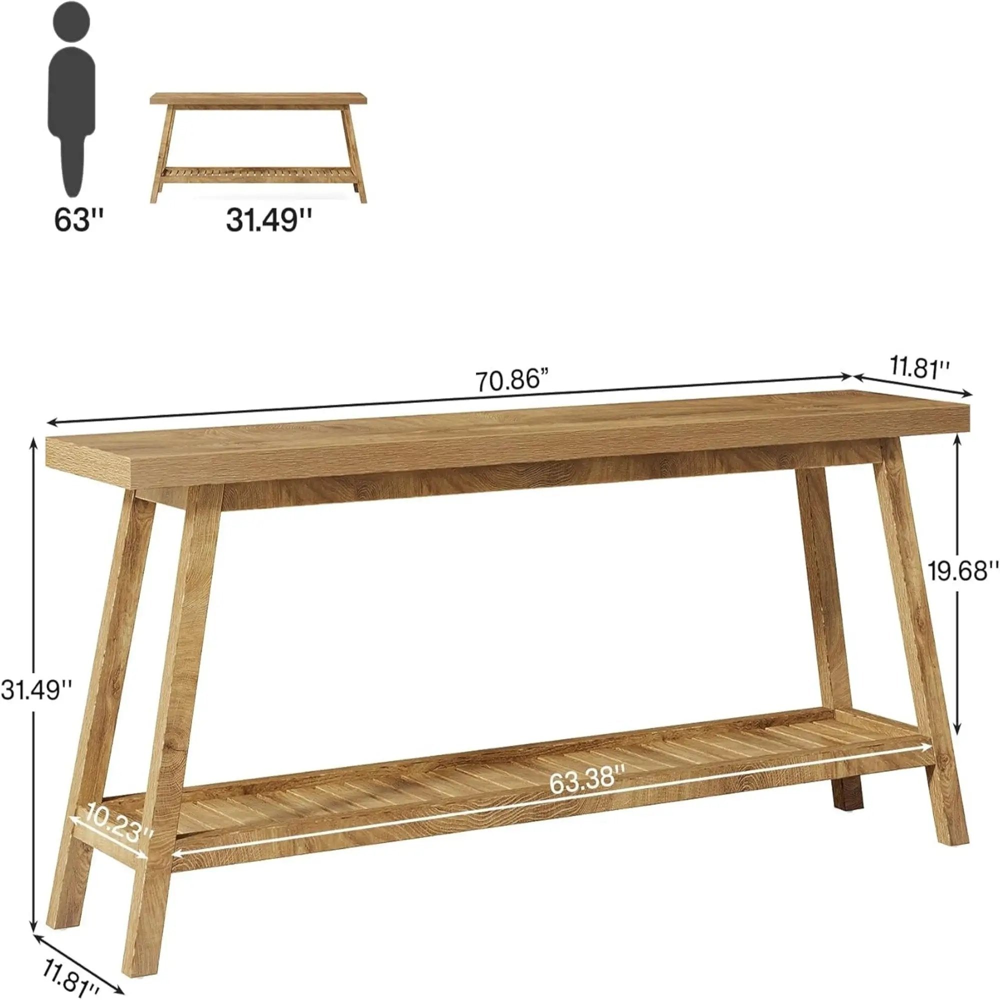 Extra Long Console Table With 2 Tier Open Storage by HouseOfZazla