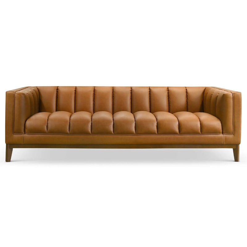 Melissa Mid-Century Cognac Vegan Leather Modern Sofa by HouseOfZazla
