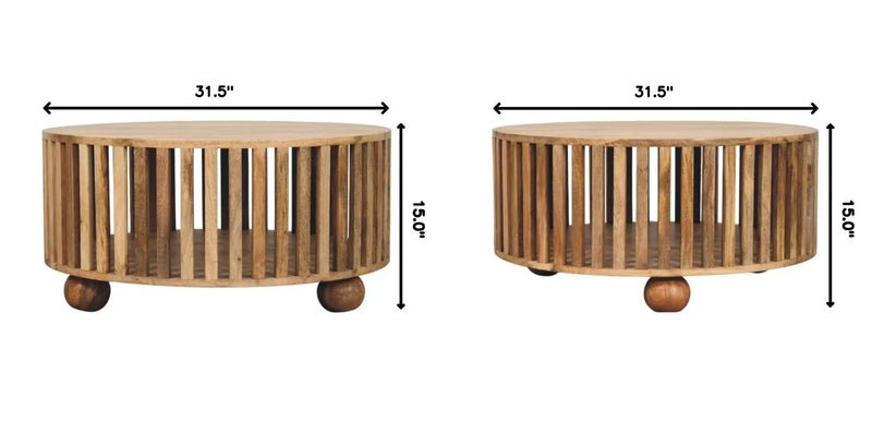 Slatted Round Coffee Table - Beige by HouseOfZazla