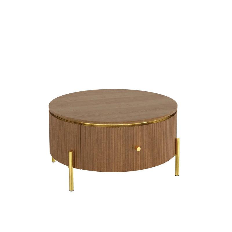 Modern Round Coffee Table with 2 Large Drawers Storage Accent Table by HouseOfZazla