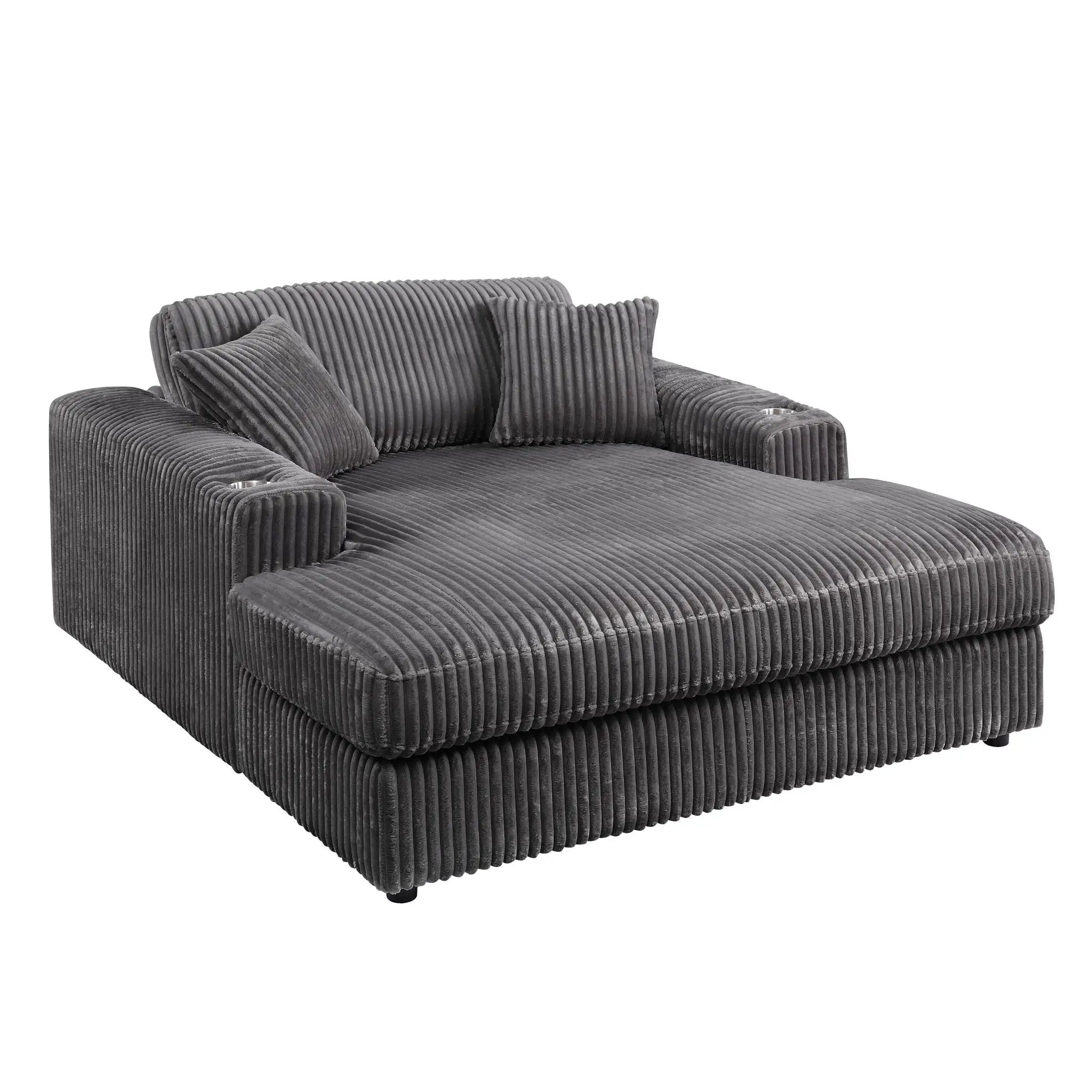 Hilde Chaise - With 2 Pillows - Dark Gray by Unique Piece Furniture