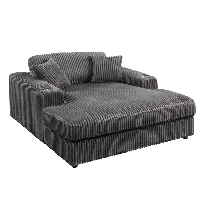 Hilde Chaise - With 2 Pillows - Dark Gray by HouseOfZazla