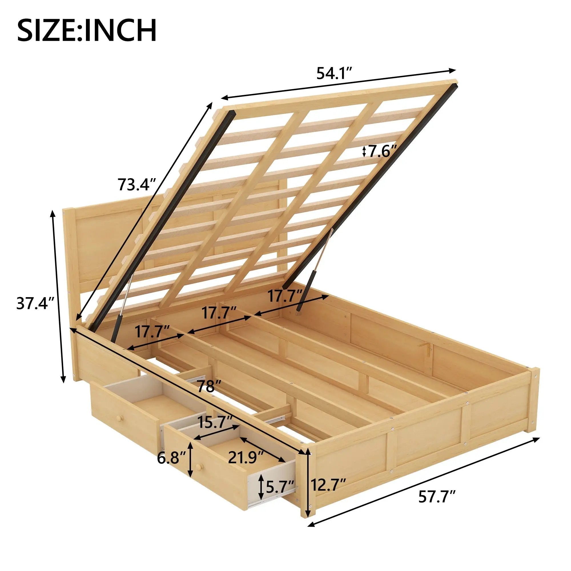 Platform Bed With Underneath Storage And 2 Drawers by Unique Piece Furniture