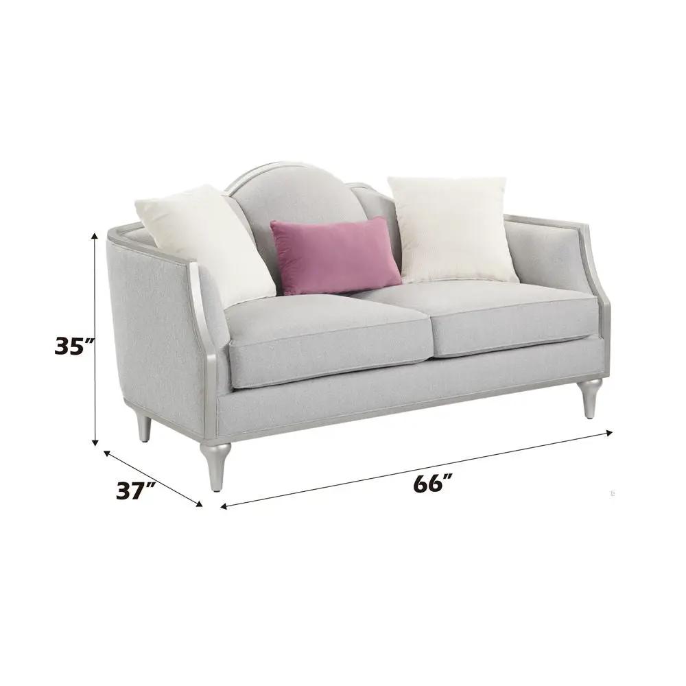 Kasa - Loveseat With 3 Pillows - Beige Linen & Champagne by Unique Piece Furniture