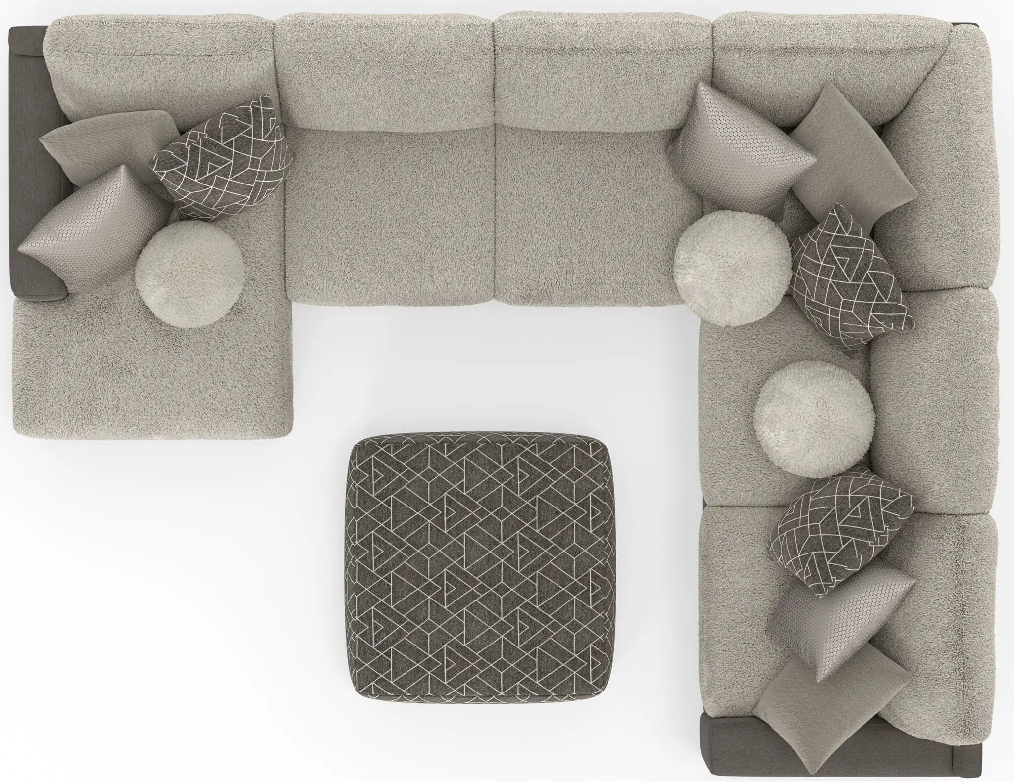 Canyon - 4 Piece Sectional With Cuddler Seat Cushions, Included Accent Pillows And Cocktail Ottoman (Left Side Facing Chaise) - Umber by Unique Piece Furniture