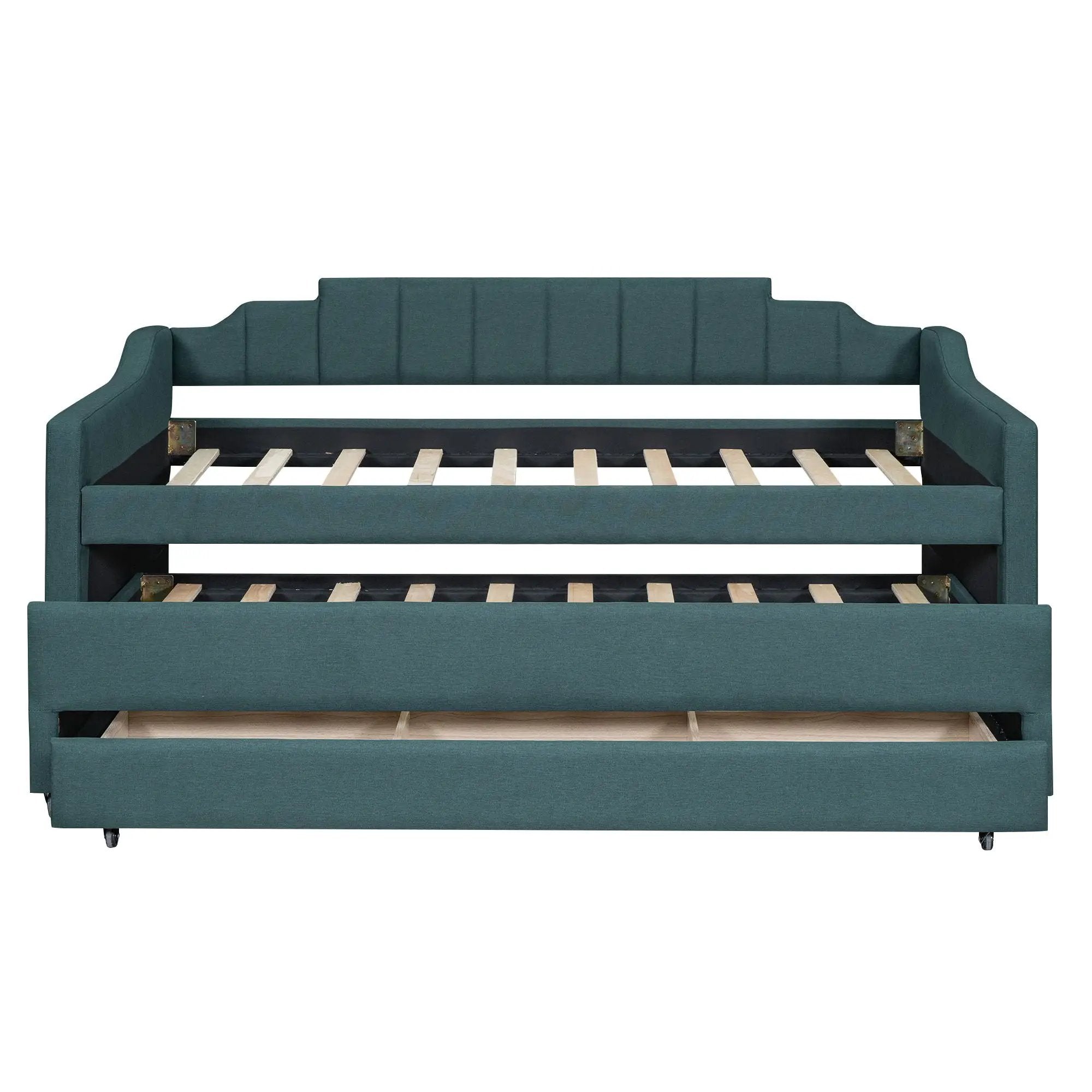Upholstered Simple Design Daybed With Trundle And 3 Drawers