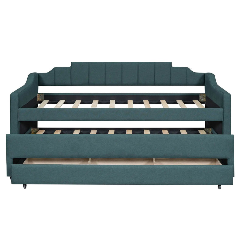 Upholstered Simple Design Daybed With Trundle And 3 Drawers