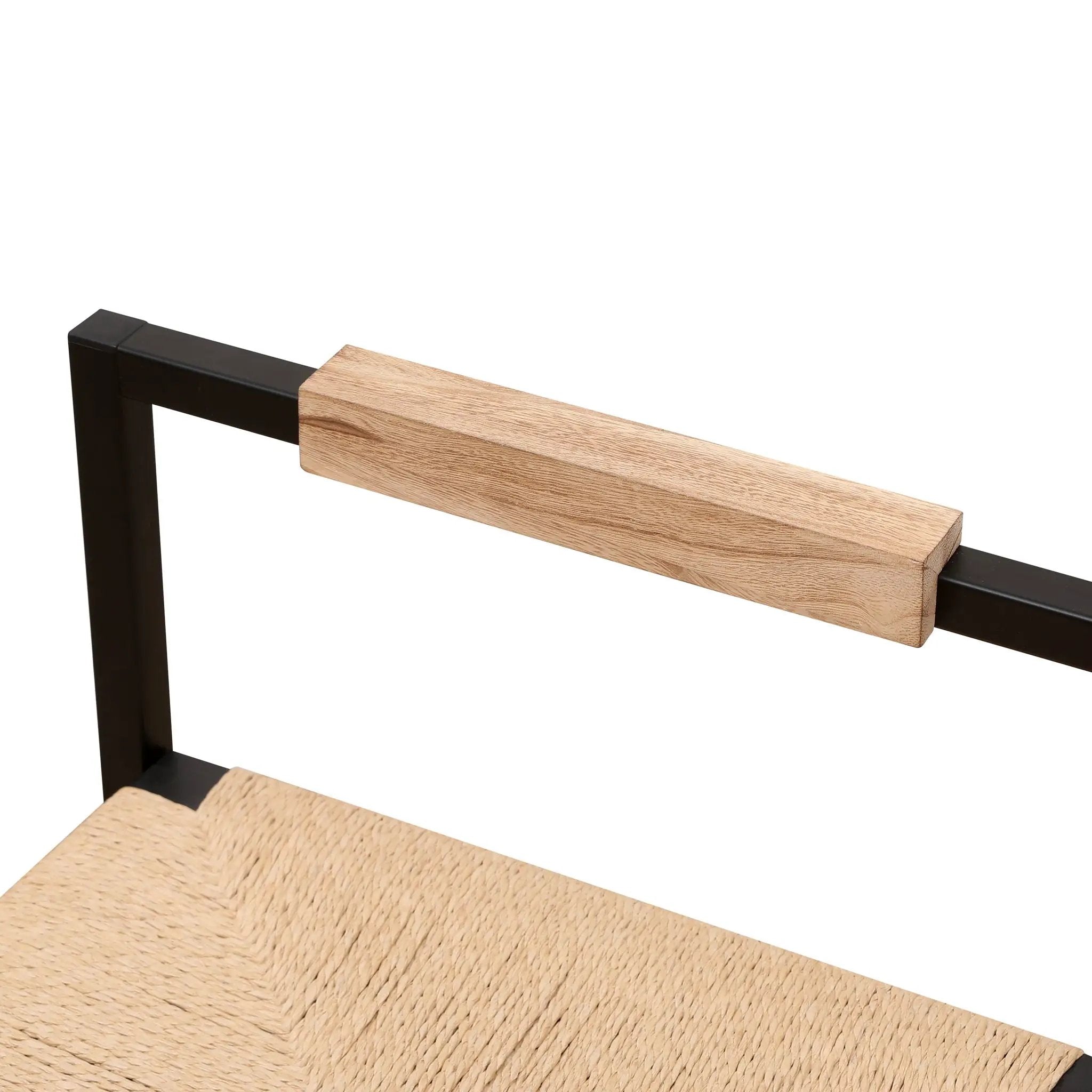 Stylish (Set of 2) Bar Stools With Backrest And Paper Rope Woven Seat, Counter Height Dining Chairs For Kitchen - Natural by HouseOfZazla